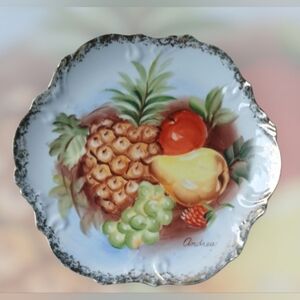 Andrea Fruit Print Plate with Scalloped Accents
